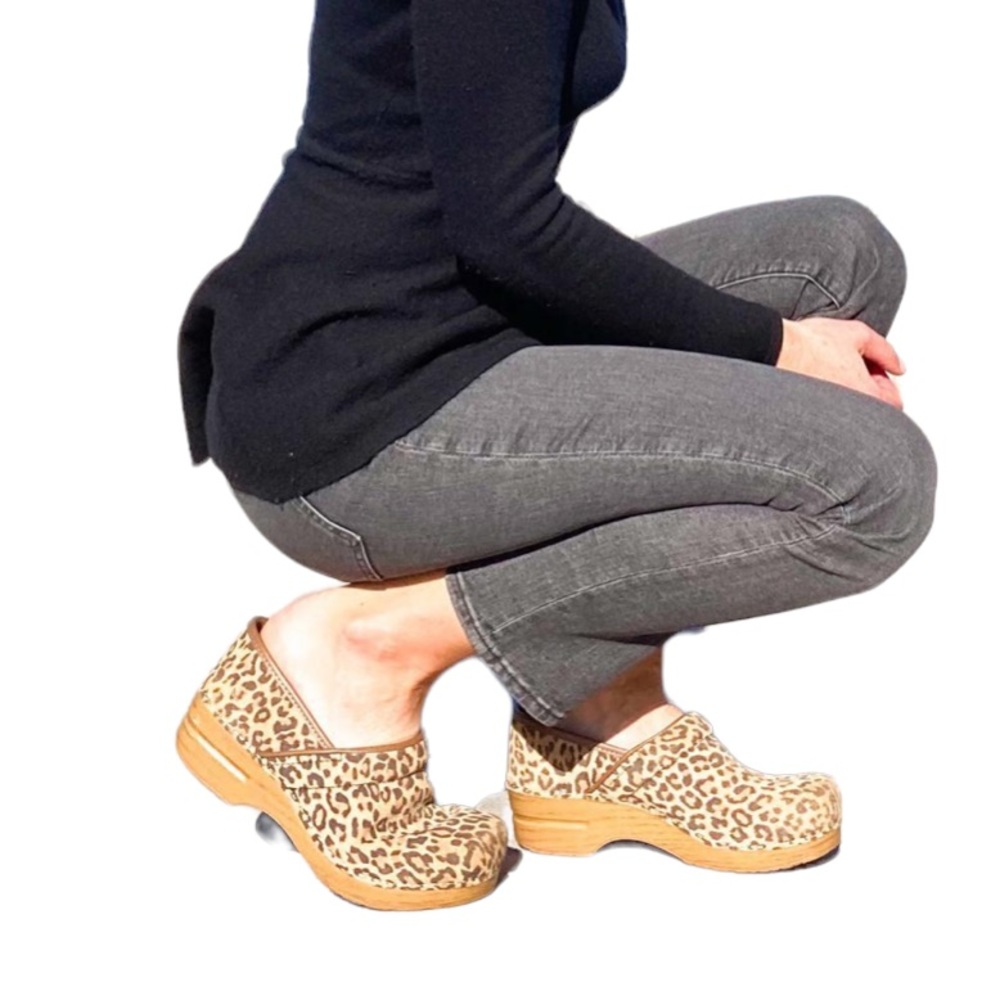 DANSKO Leopard Suede Professional Clogs Size 9